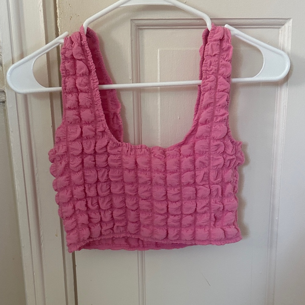 Pink Textured Tank Top